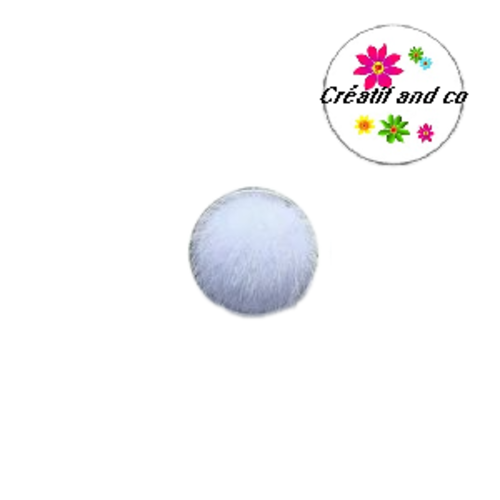 Bouton pression boule de fourrure synthétique blanc