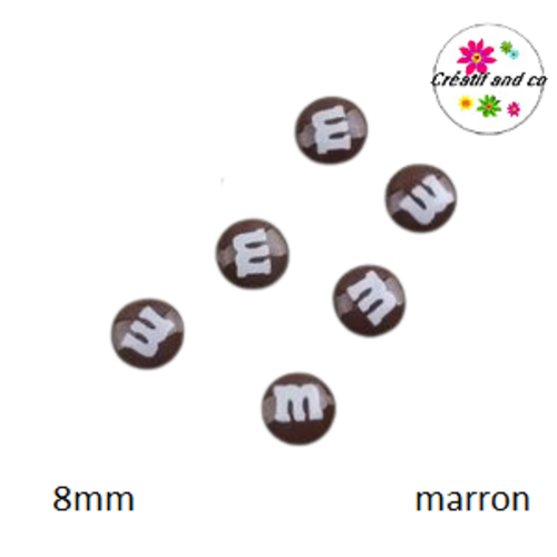 X2 cabochons m&ms marron résine 8mm