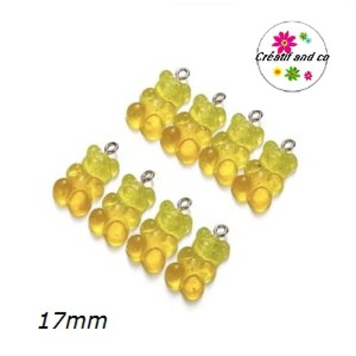 Breloque ourson translucide bi-couleur jaune/jaune d'or