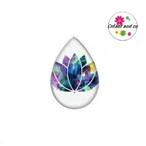 Cabochon goutte fleur lotus 18x25mm