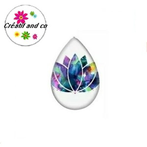 Cabochon goutte fleur lotus 18x25mm