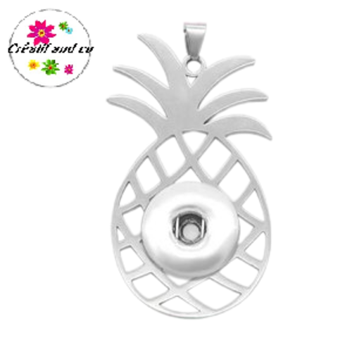 Grand pendentif ananas acier inoxydable pour bouton pression