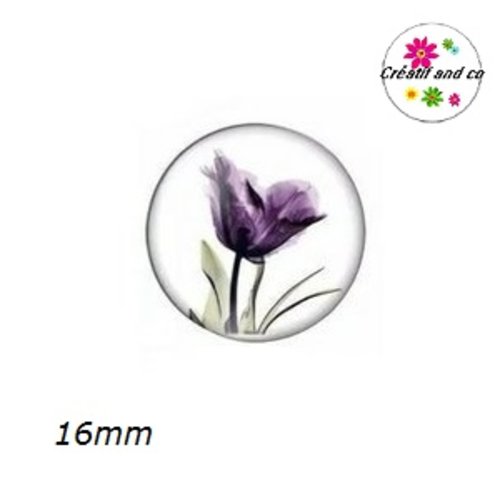 X2 cabochons fleuri 16mm