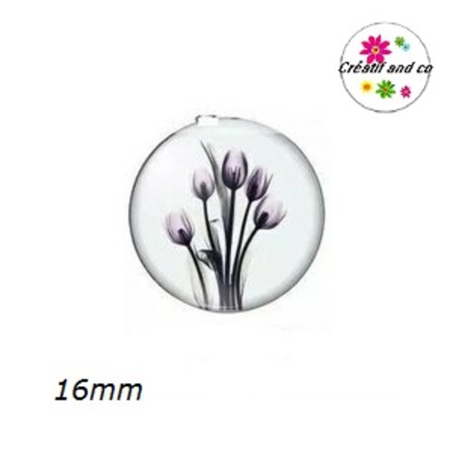 X2 cabochons fleuri 16mm