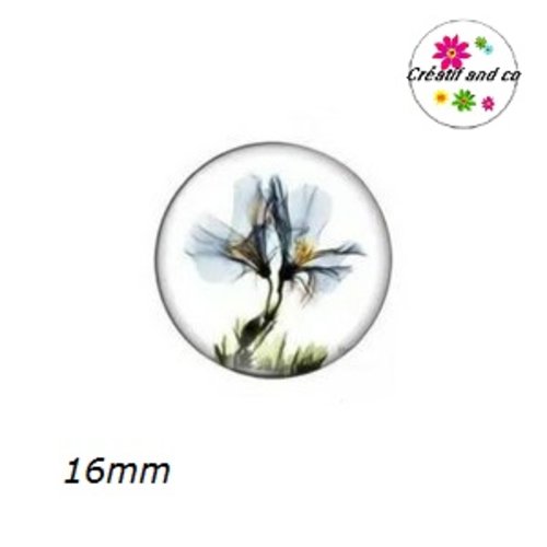 X2 cabochons fleuri 16mm