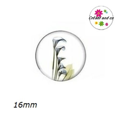 X2 cabochons fleuri 16mm