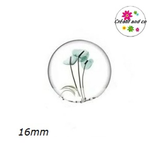 X2 cabochons fleuri 16mm