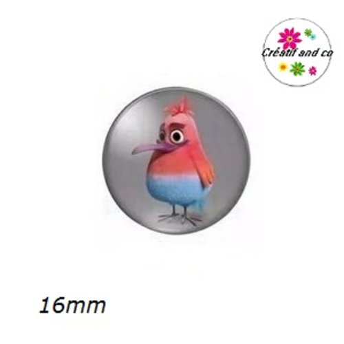 X2 cabochons oiseau humoristique 16mm