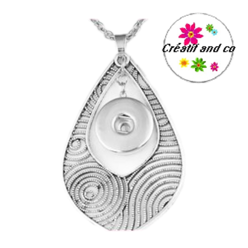 Collier grand pendentif goutte pour bouton pression
