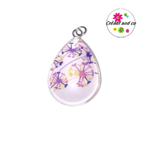 Pendentif cabochon goutte pissenlit