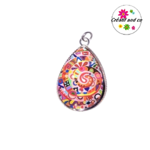 Pendentif et son cabochon coloré 18x25mm