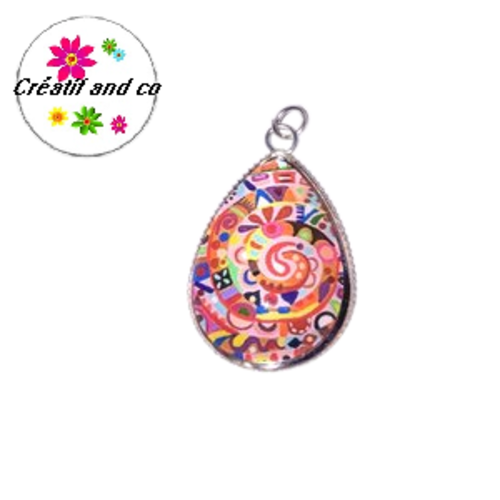 Pendentif et son cabochon coloré 18x25mm