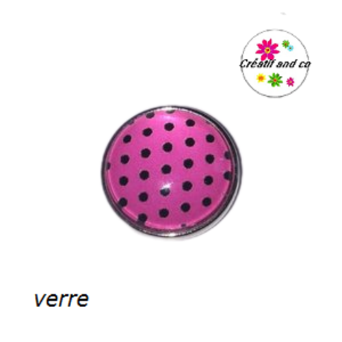 Bouton pression fuchsia à pois noir