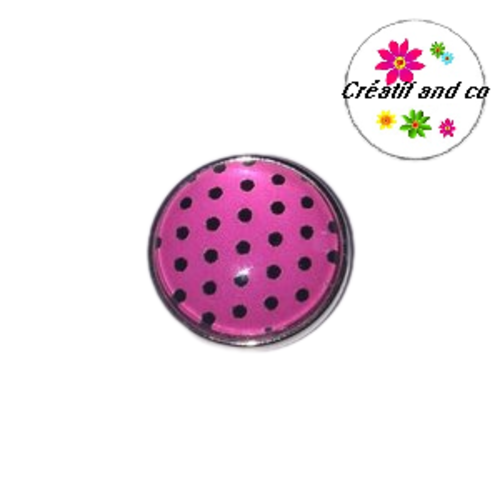 Bouton pression fuchsia à pois noir