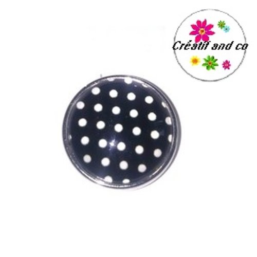 Bouton pression noir à pois blanc