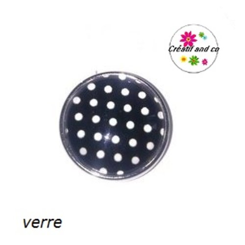 Bouton pression noir à pois blanc