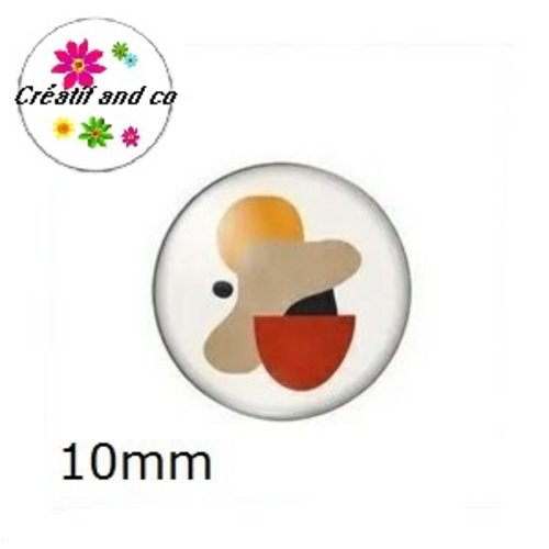 X2 cabochons motif géométrique 10mm