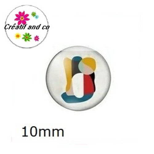 X2 cabochons motif géométrique 10mm