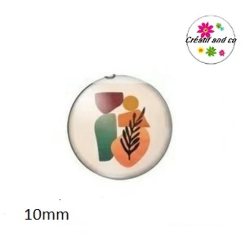 X2 cabochons motif géométrique 10mm
