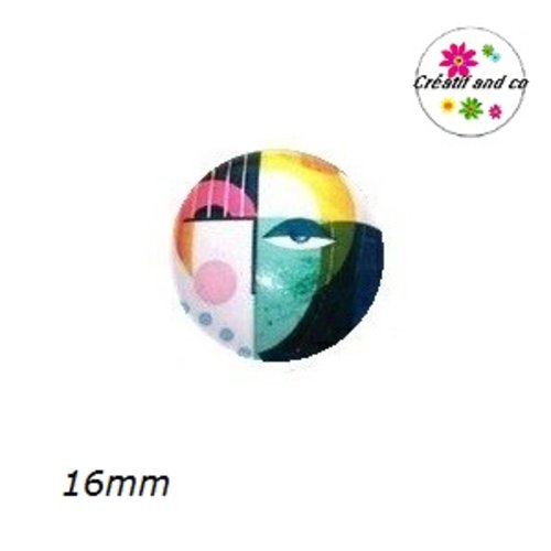 X2 cabochons visage géomètrique 16mm