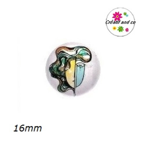 X2 cabochons visage géomètrique 16mm