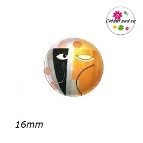 X2 cabochons visage géomètrique 16mm