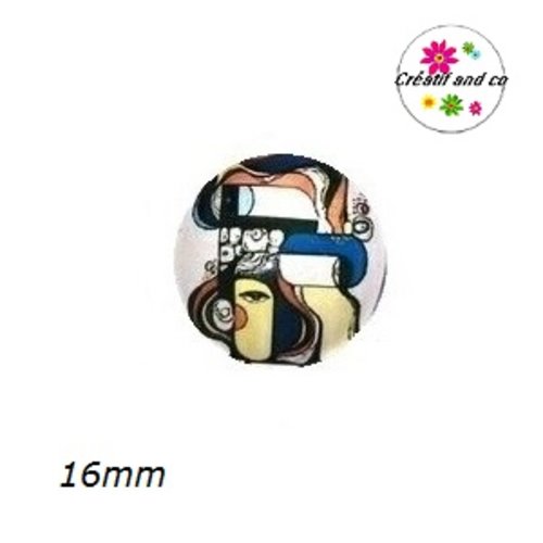 X2 cabochons visage géomètrique 16mm