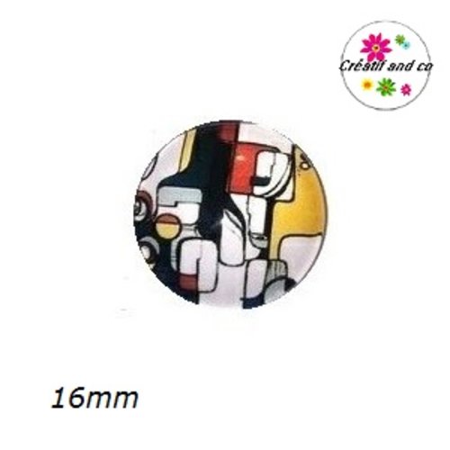 X2 cabochons visage géomètrique 16mm