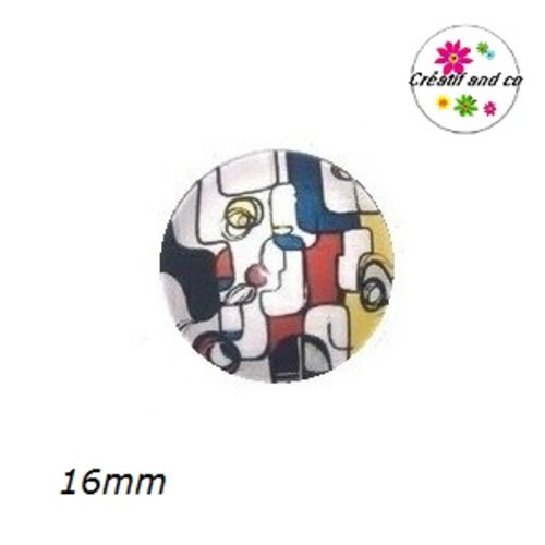 X2 cabochons visage géomètrique 16mm
