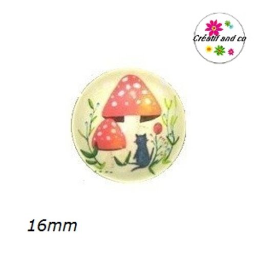 X2 cabochons champignon 16mm
