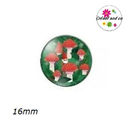 X2 cabochons champignons 16mm