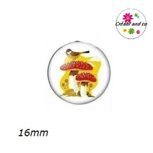 X2 cabochons champignon 16mm