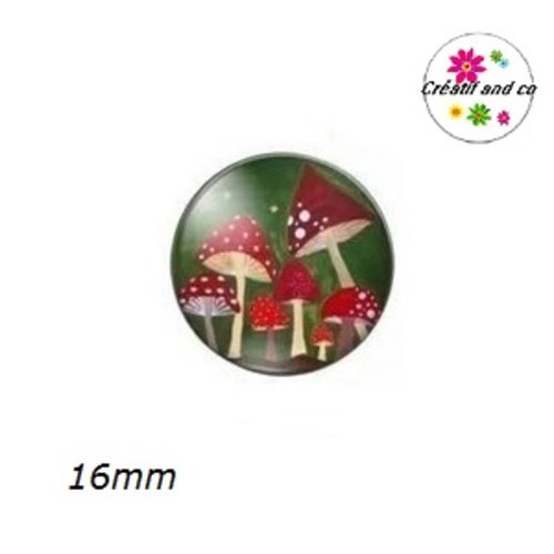 X2 cabochons champignon 16mm
