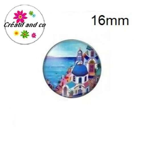 X2 cabochons maison, village 16mm