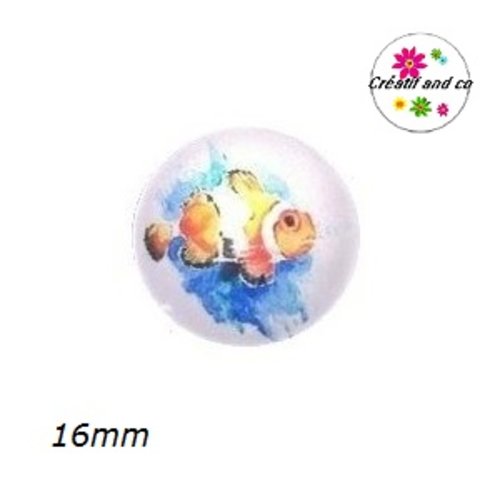 X2 cabochons poisson 16mm