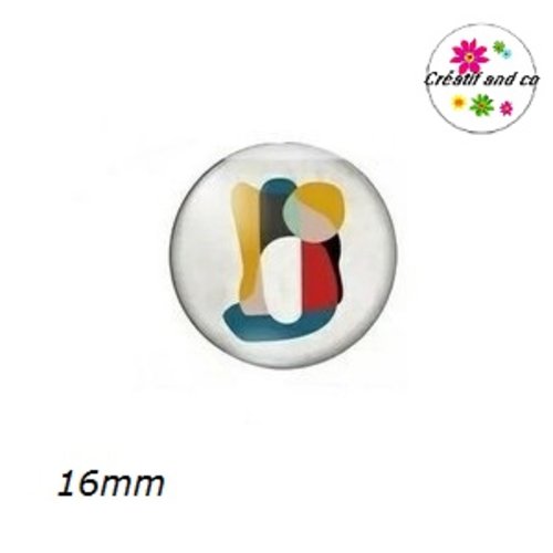 X2 cabochons motif géométrique 16mm