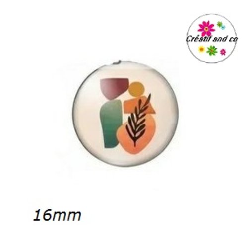 X2 cabochons motif géométrique 16mm