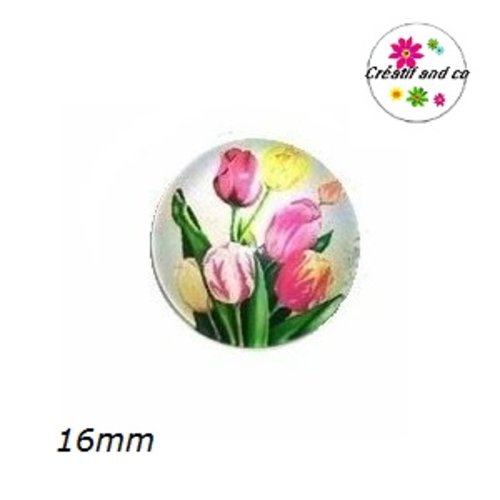 X2 cabochons tulipes 16mm