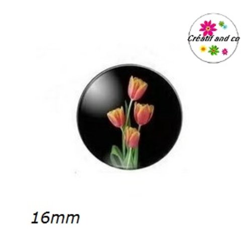 X2 cabochons tulipes 16mm