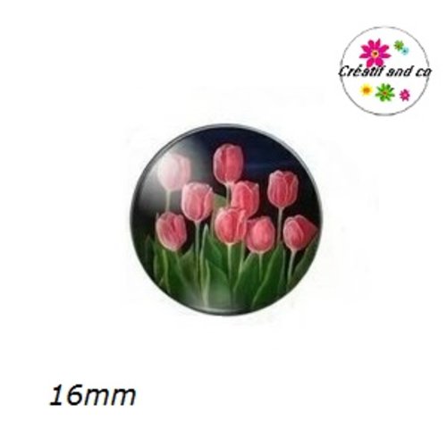 X2 cabochons tulipes 16mm