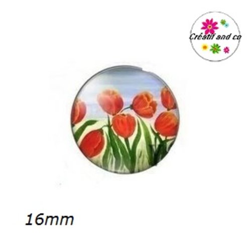X2 cabochons tulipes 16mm