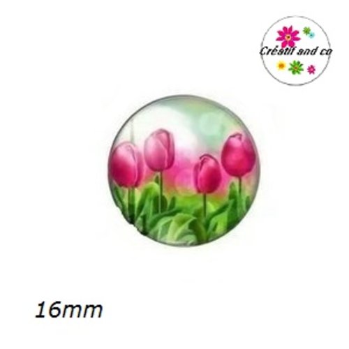 X2 cabochons tulipes 16mm