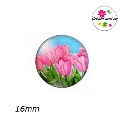 X2 cabochons tulipes 16mm