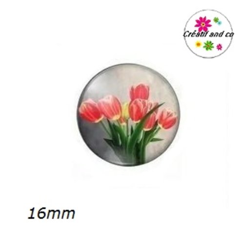 X2 cabochons tulipes 16mm