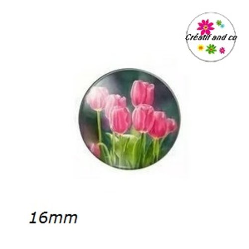 X2 cabochons tulipes 16mm