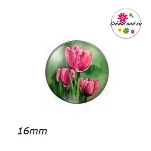 X2 cabochons tulipes 16mm