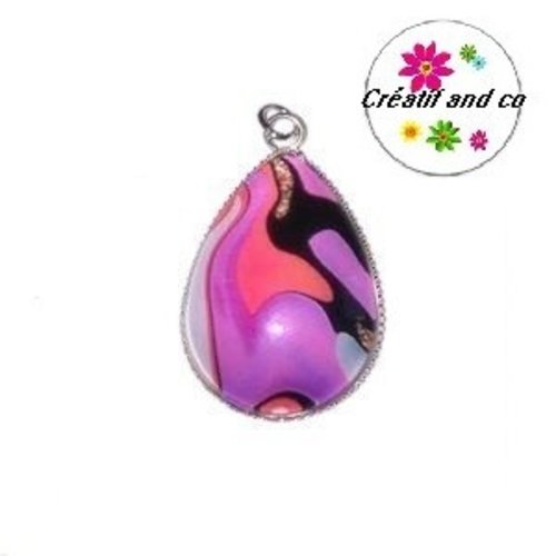 Pendentif cabochon goutte colorée