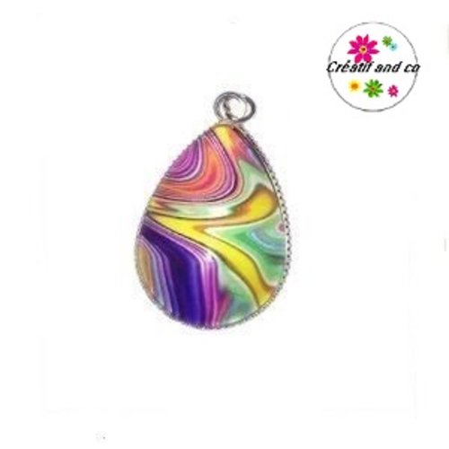 Pendentif cabochon goutte colorée