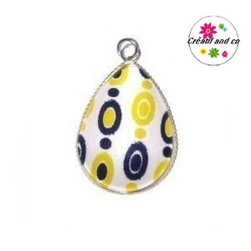 Pendentif  cabochon goutte cercles