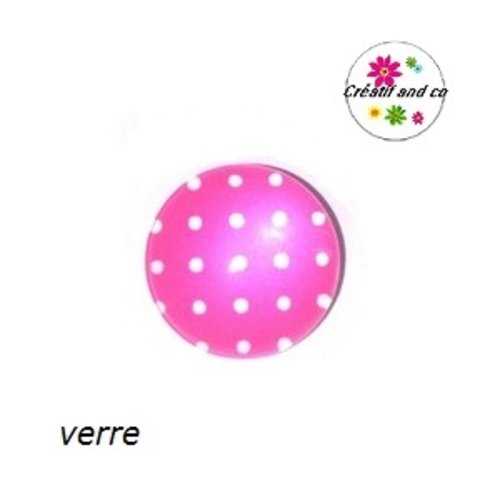 Bouton pression fuchsia à pois blanc